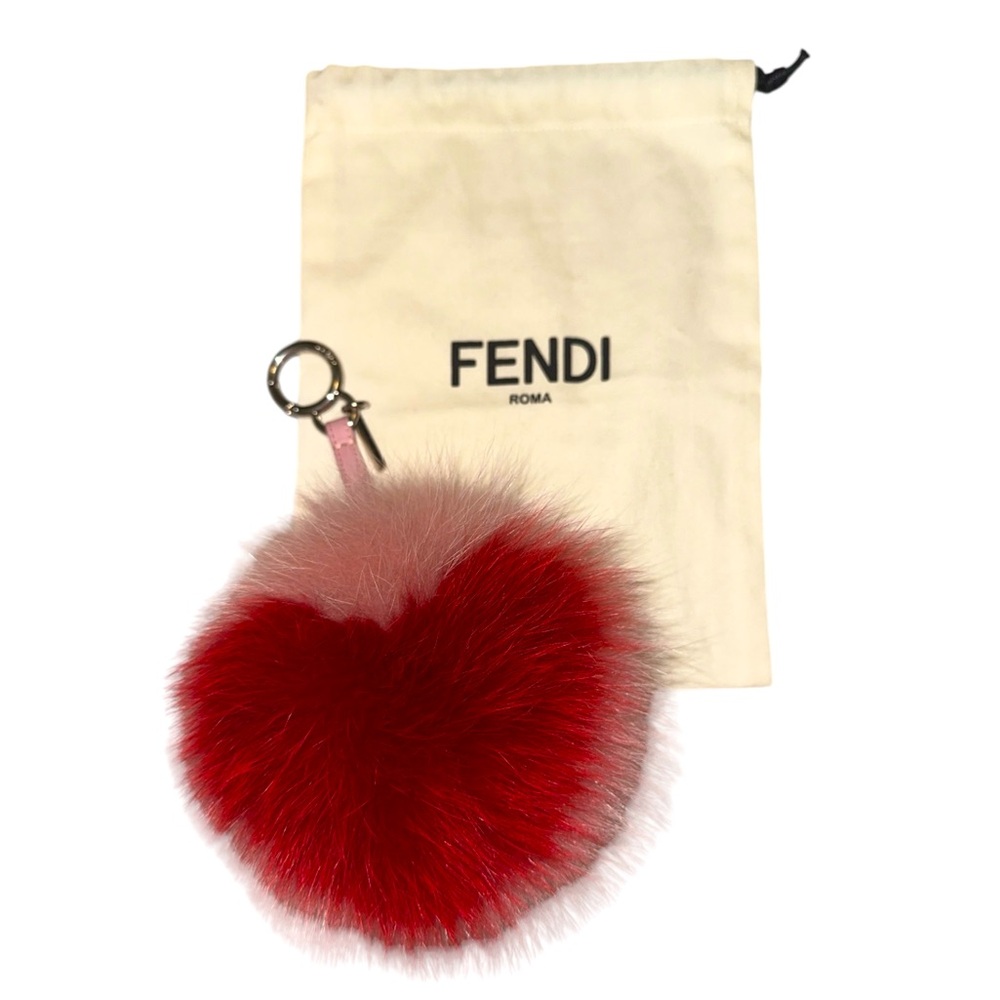 Fendi Pom Heart Bag Charm / Keychain